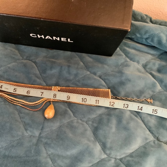 RARE VINTAGE 1990’S CHANEL SILVER RHINESTONES PEARL CHOKER NECKLACE - Picture 9 of 15